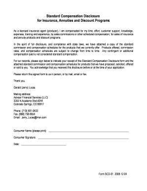 Standard Compensation Disclosure Form
