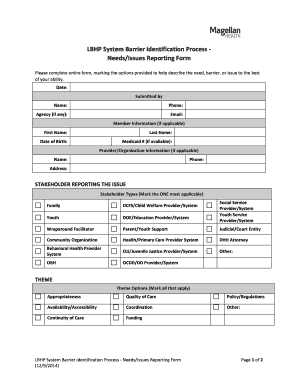 LBHP System Barrier Identification Form