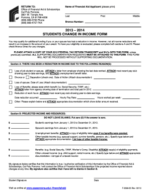 Students Change in Income Form