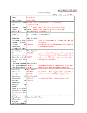 Curriculum Vitae Form