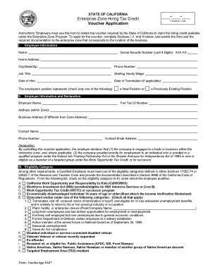 California Enterprise Zone Hiring Tax Credit Voucher Application