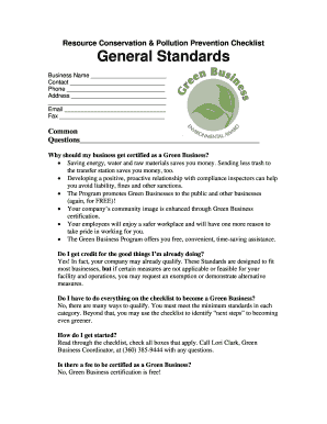Green Business Certification Checklist