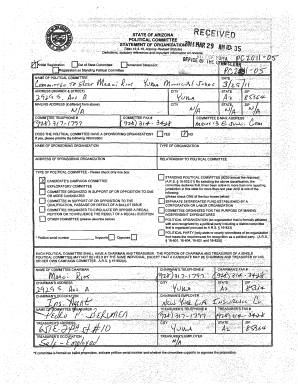 Arizona Political Committee Registration Form