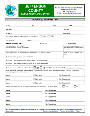 Jefferson County Employment Application