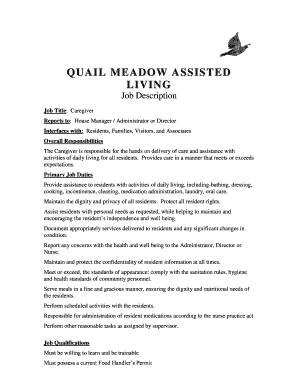 Caregiver Job Description