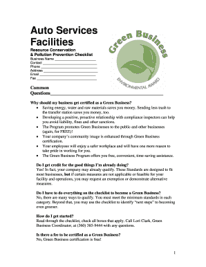 Green Business Certification Checklist