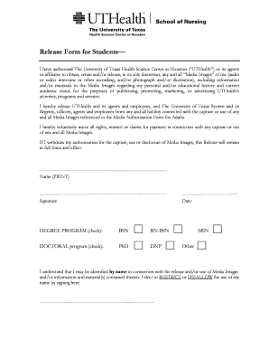 Release form for photos - Release Form for Students