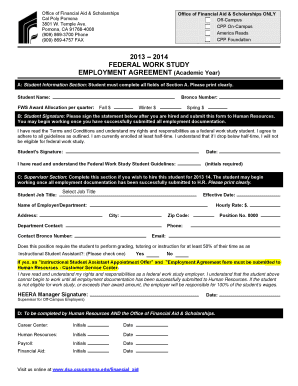 Federal Work Study Employment Agreement