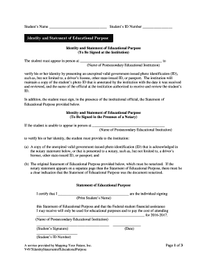 Identity and Statement of Educational Purpose Form