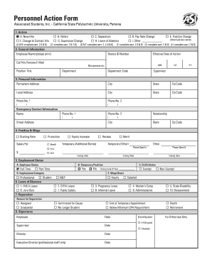Personnel Action Form
