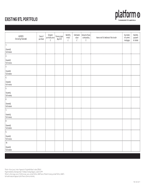 UK Mortgage Portfolio Summary Form