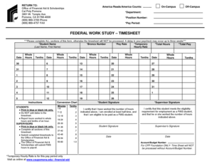 Time card template - Federal work study timesheet - Cal Poly Pomona