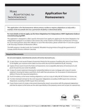 HAFI Application for Homeowners