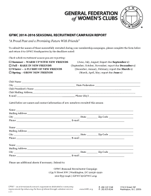 GFWC Seasonal Recruitment Campaign Report