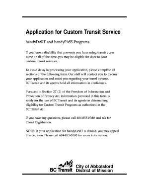 Application for Custom Transit Service