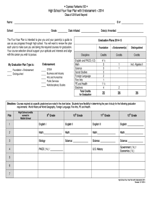 High School Four-Year Plan with Endorsement