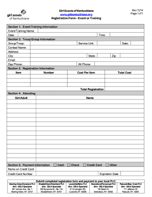 Girl Scouts of Kentuckiana Event Registration Form