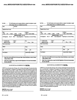 American Sighthound Field Association Entry Form