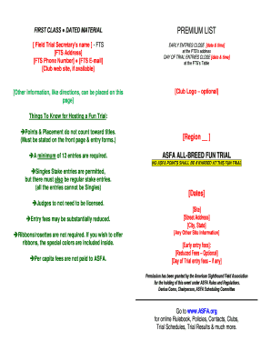American Sighthound Field Association Fun Trial Entry Form