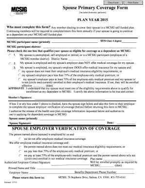 Spouse Primary Coverage Form