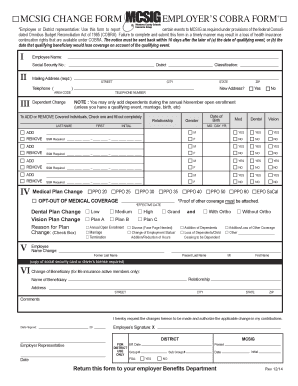 MCSIG COBRA Change Form