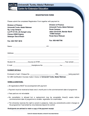 Universiti Tunku Abdul Rahman Registration Form