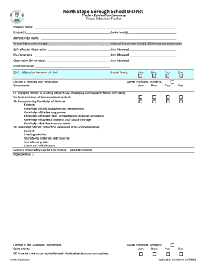 Teacher Evaluation Summary Form