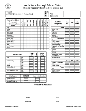Housing Inspection Report on Move-In/Move-Out