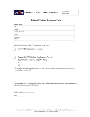 Industrial Training Registration Form