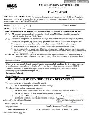 Spouse Primary Coverage Form
