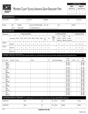 Monterey County Schools Insurance Group Enrollment Form