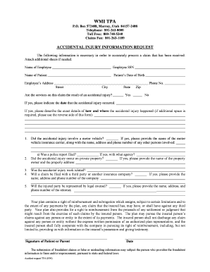 Accidental Injury Information Request