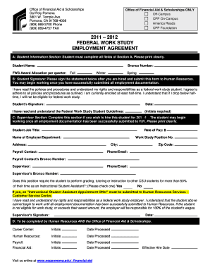 Federal Work Study Employment Agreement