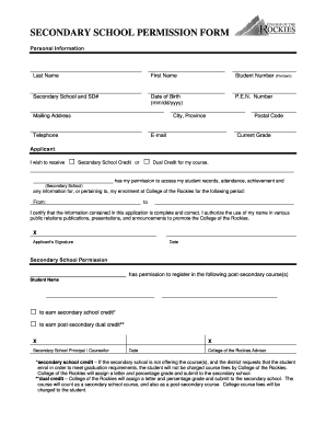 Secondary School Permission Form