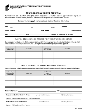 Minor program course approval - California State Polytechnic bb