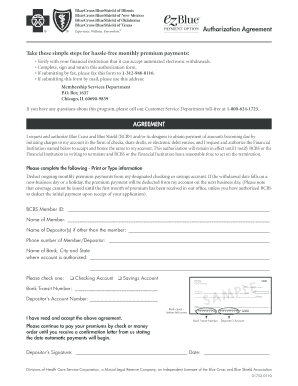 Blue Cross and Blue Shield Authorization Agreement
