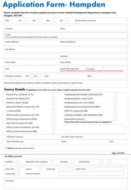 Scottish FA Football Coaching Application Form
