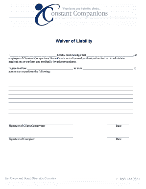 Waiver of Liability for Medication Administration