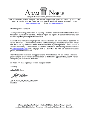 Business Acquisition Confidentiality Agreement