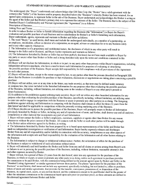 Standard Buyer's Confidentiality and Warranty Agreement