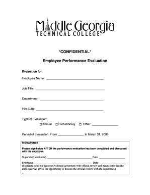 Employee Performance Evaluation Form