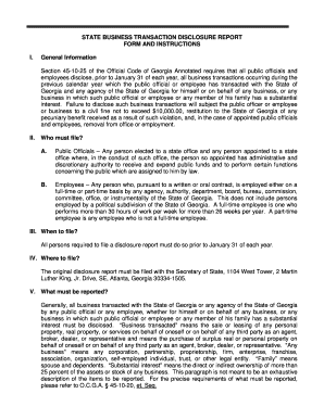 Georgia State Business Transaction Disclosure Report