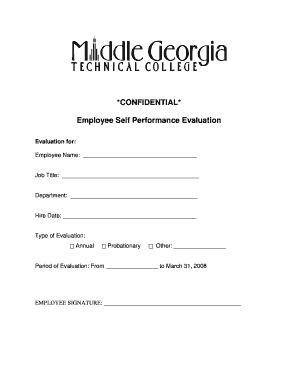 Employee Self Performance Evaluation Form