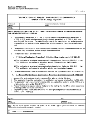 USPTO Track One Request Form