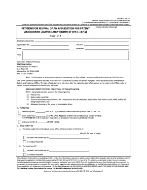 Petition for Revival of an Application for Patent
