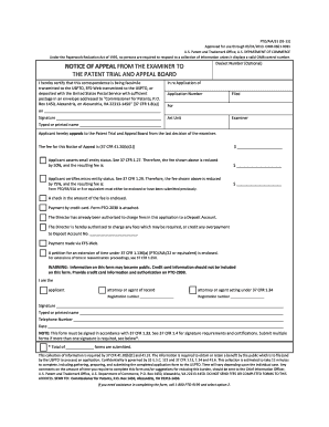 USPTO Notice of Appeal to Patent Trial and Appeal Board