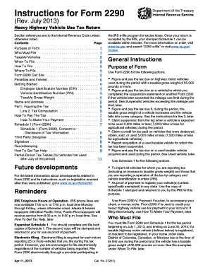 Form 2290 Heavy Highway Vehicle Use Tax Return