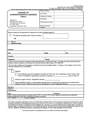 USPTO Change of Correspondence Address Form