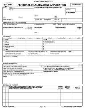 Personal Inland Marine Insurance Application