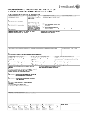 Irrevocable Documentary Credit Application